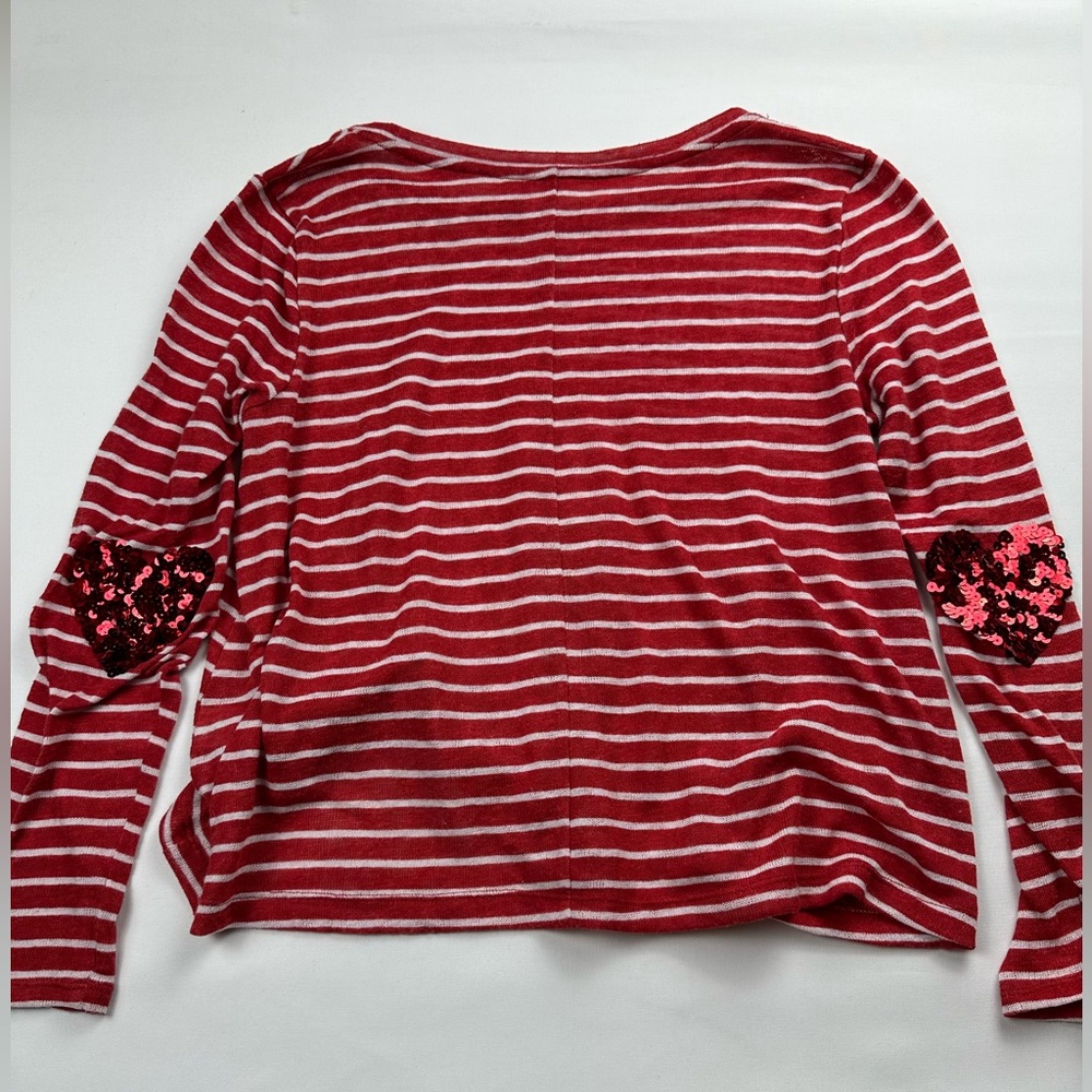 Soho NY&C striped knit with sequin heart elbow patches size medium